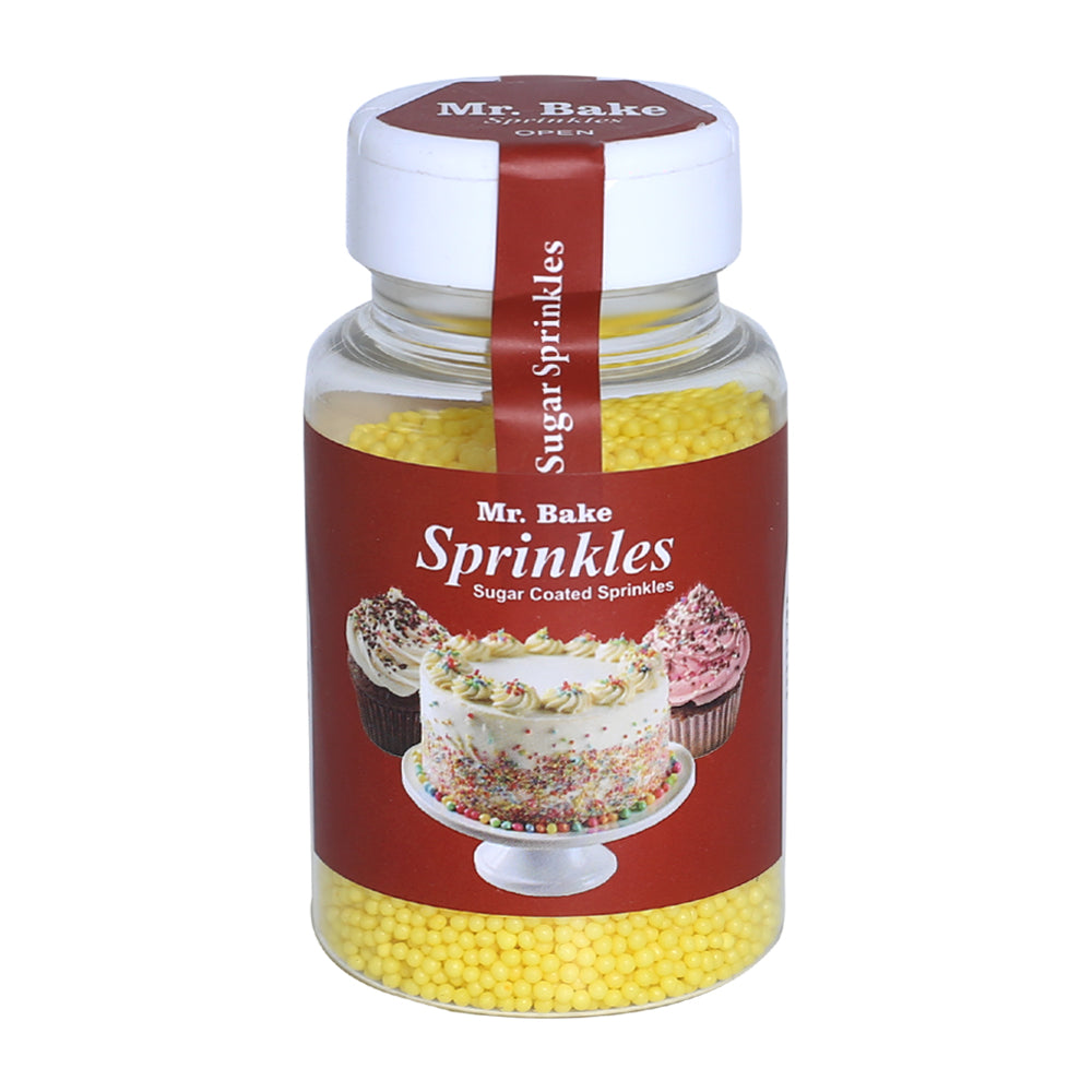 MR Bake Mini Yellow Pearls Sprinkles – 90g Jar