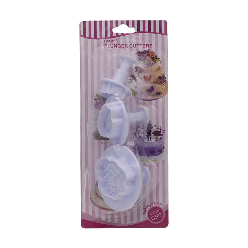 Rose Shape Fondant Plunger Cutter 3Pcs Set