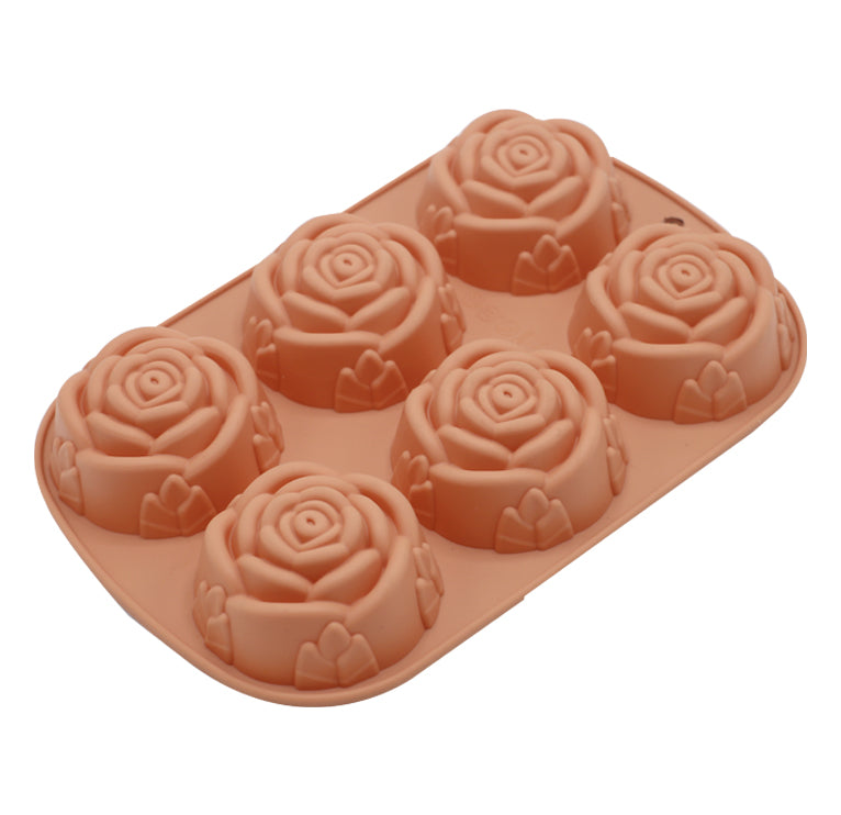 Large Size Silicone Rose Mold 6 Cavity