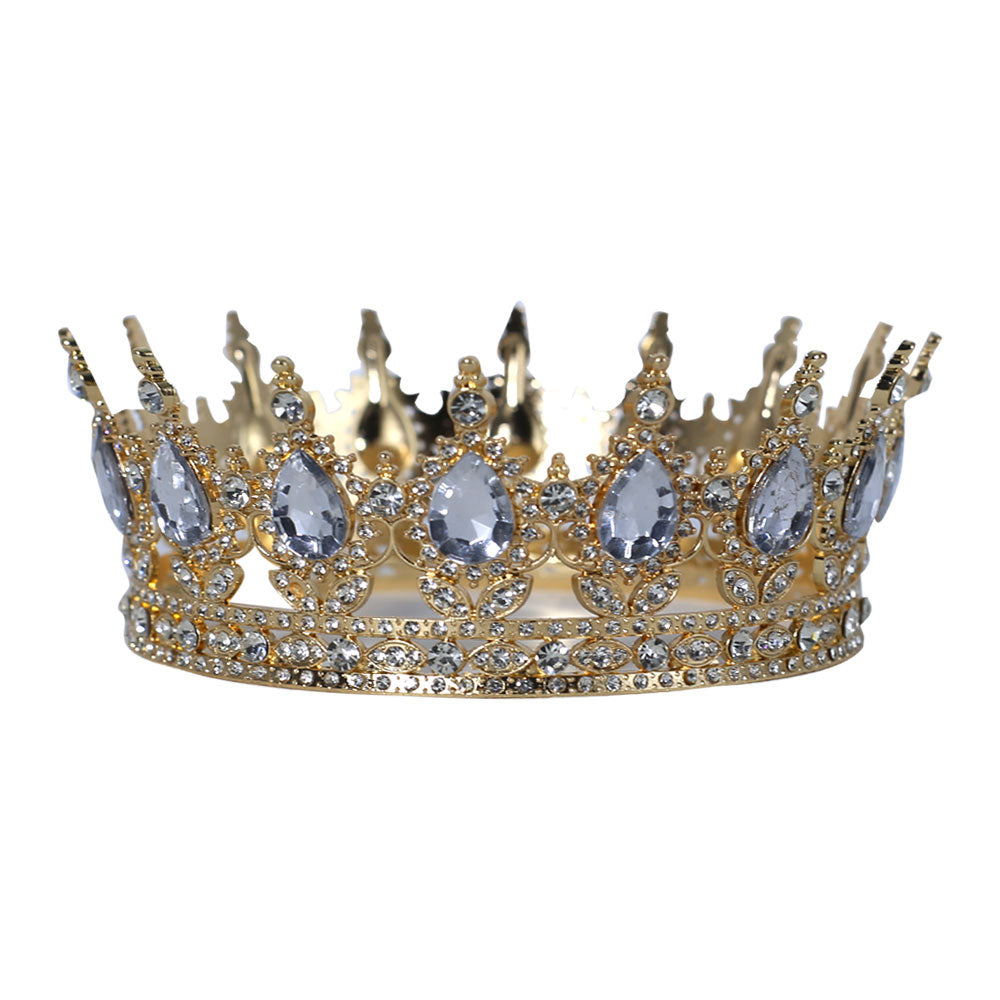 Tiara Crown Decorated With Rhinestones Cake Topper Golden