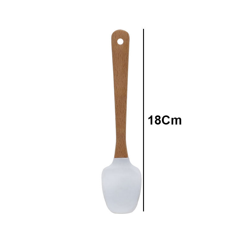 Mini Silicone Spoon Spatula With Wood Handle