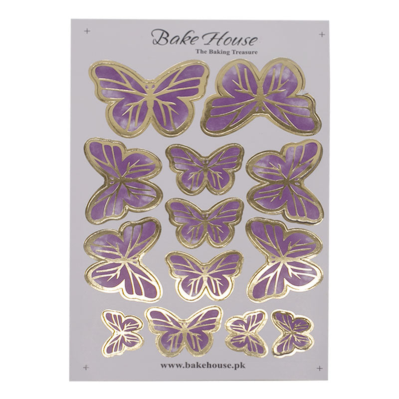 Purple Color Butterflies Cake Topper 13 Pcs Pack