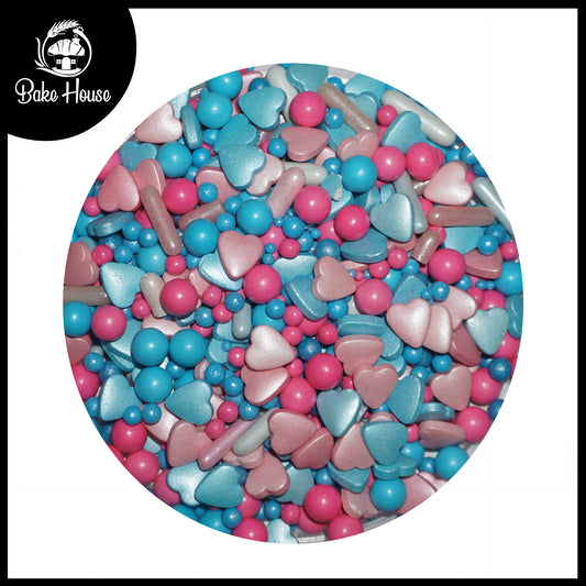 Bake House Pink & Blue Metallic Heart Sprinkle Mix