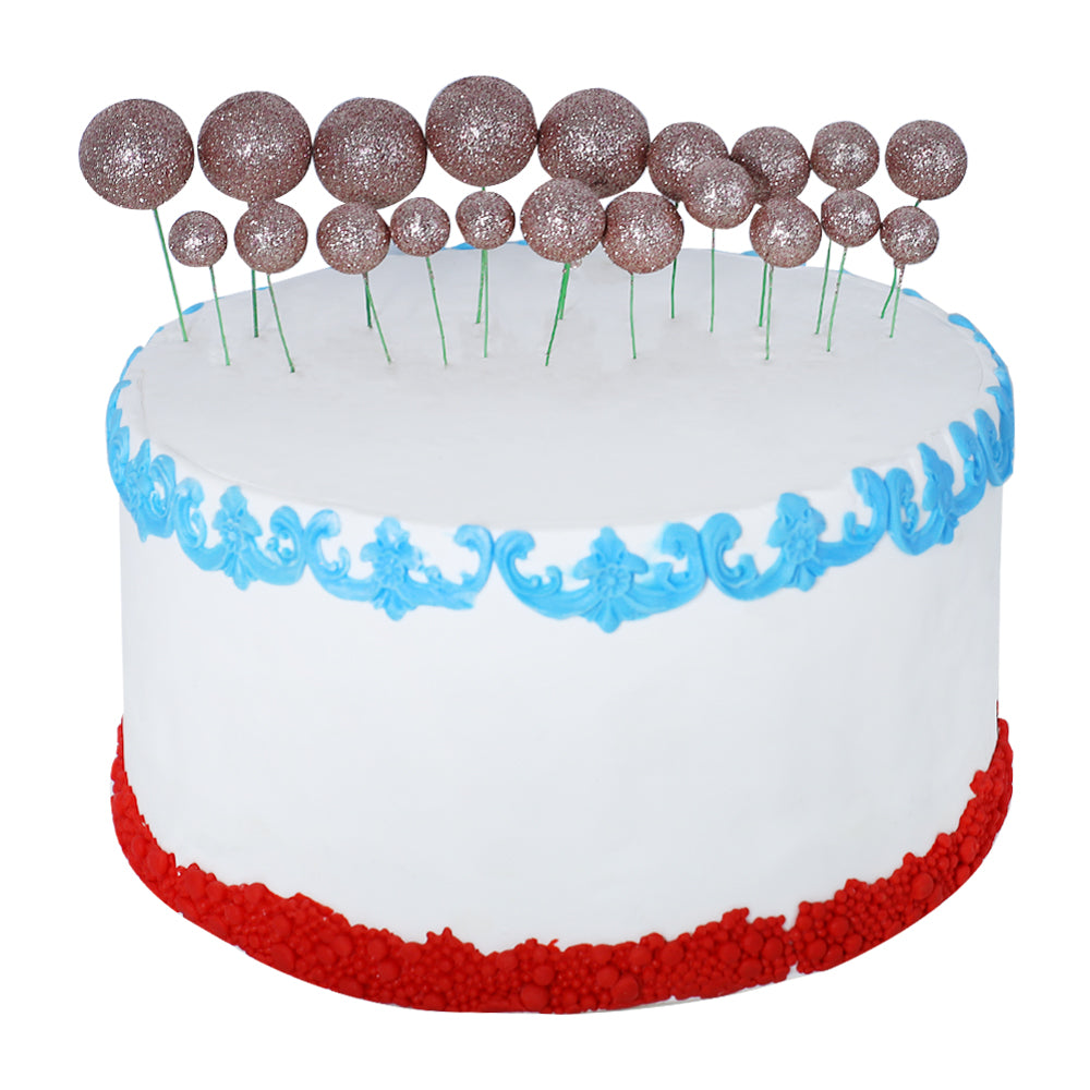 Glitter Dark Pink Ball Cake Topper 20Pcs Set