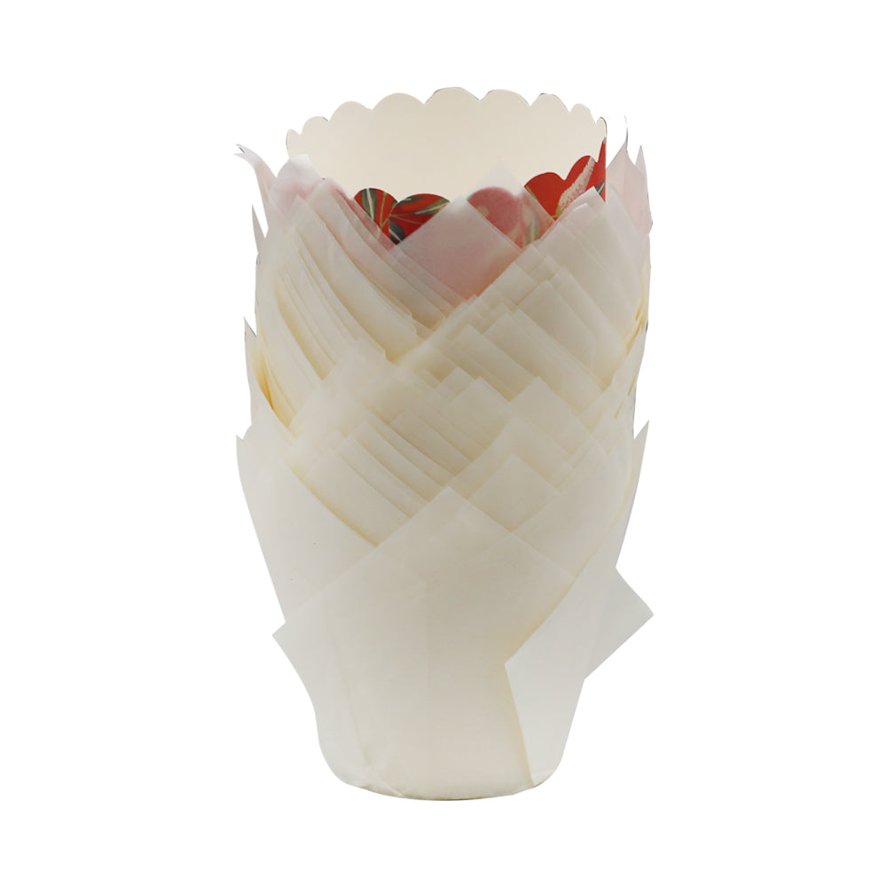 White Tulip Cupcake Liner 50Pcs Set