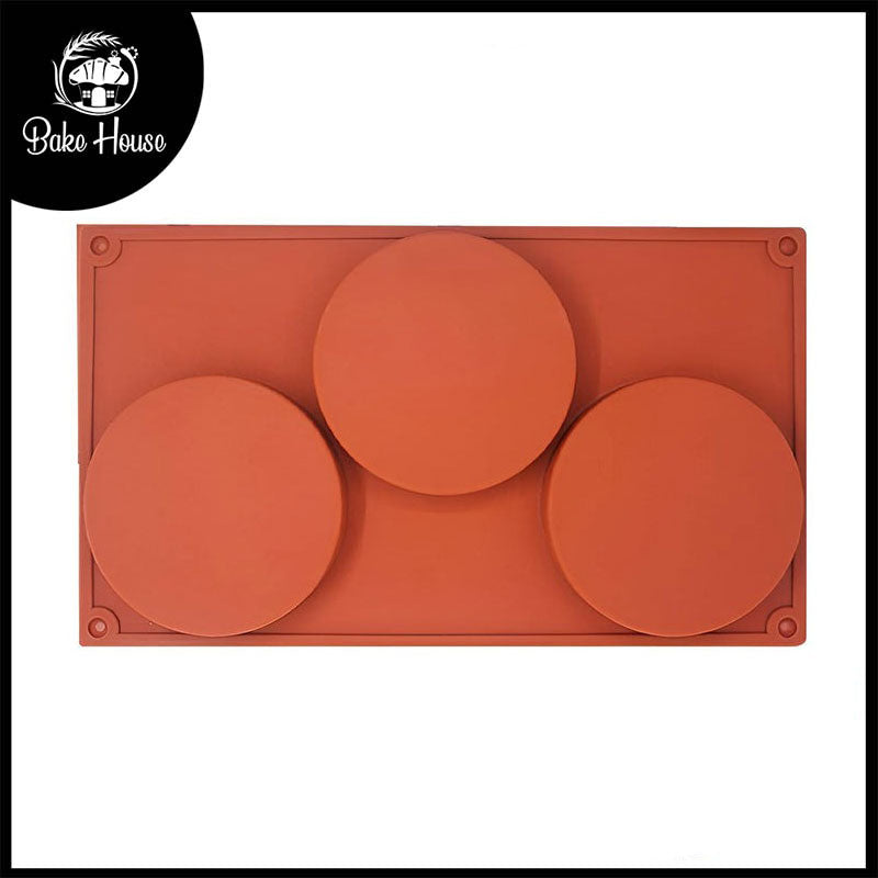 Disc Coaster Shape Silicone Chocolate Dessert Mold 3 Cavity