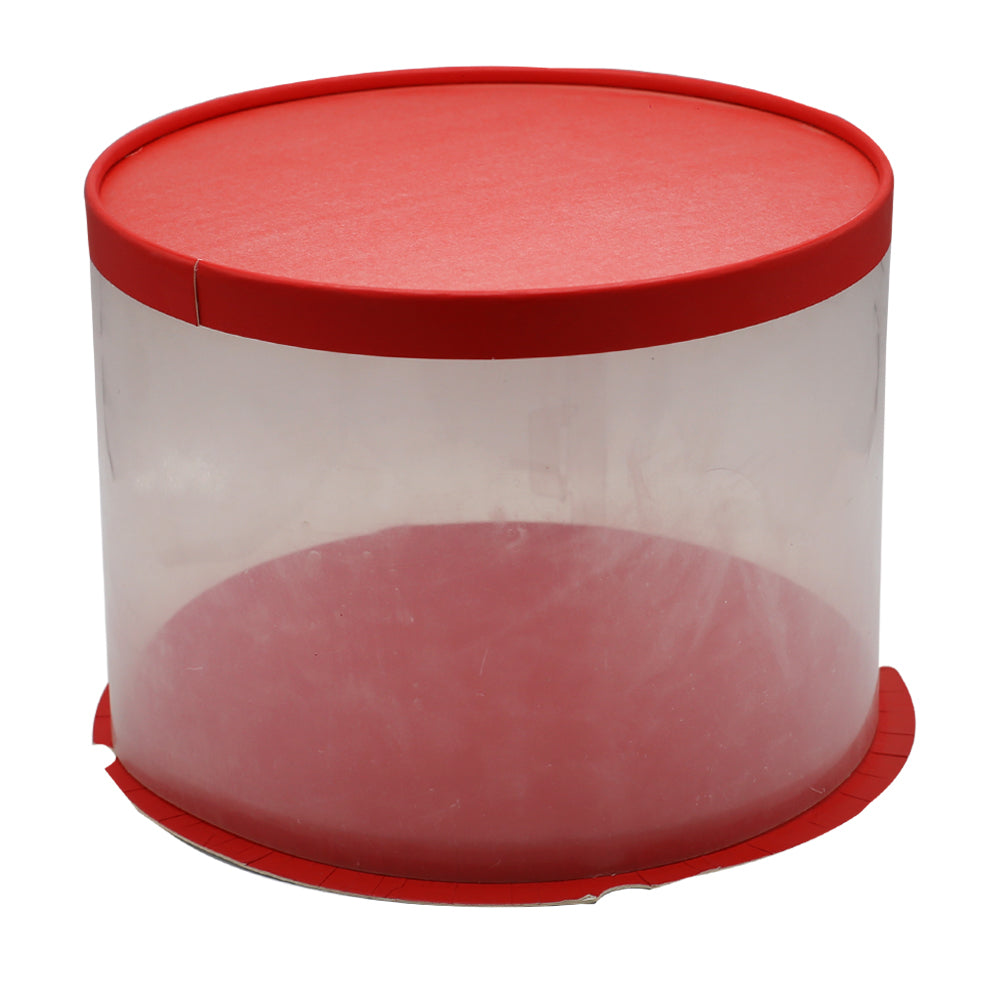 Transparent Cake Box Red With Base & Lid 10.3 X 10.3 X 7 Inch