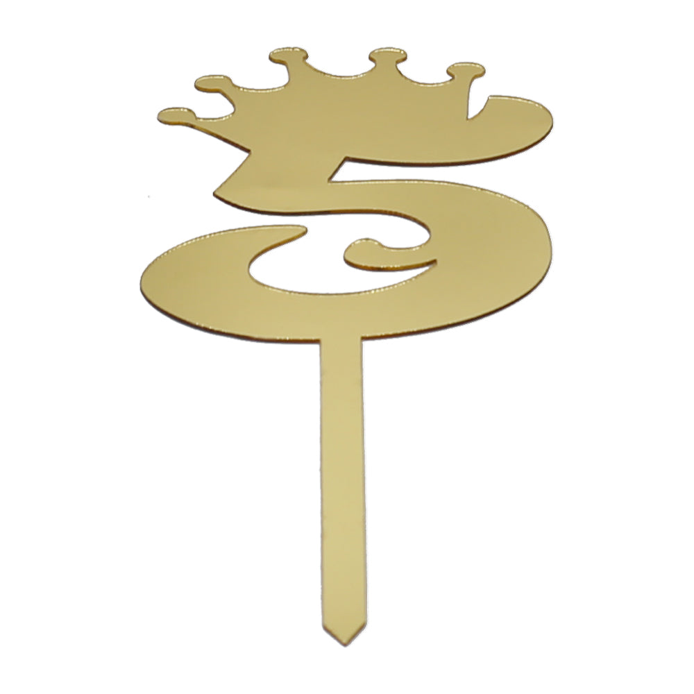 Number Cake Topper Golden  (Five)