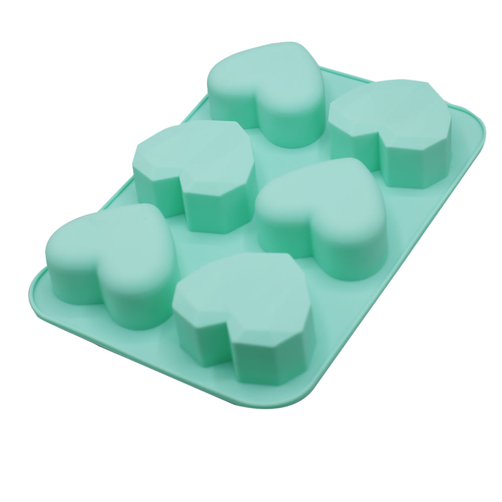 Plain & Diamond Heart Silicone Chocolate Mold 6 Cav