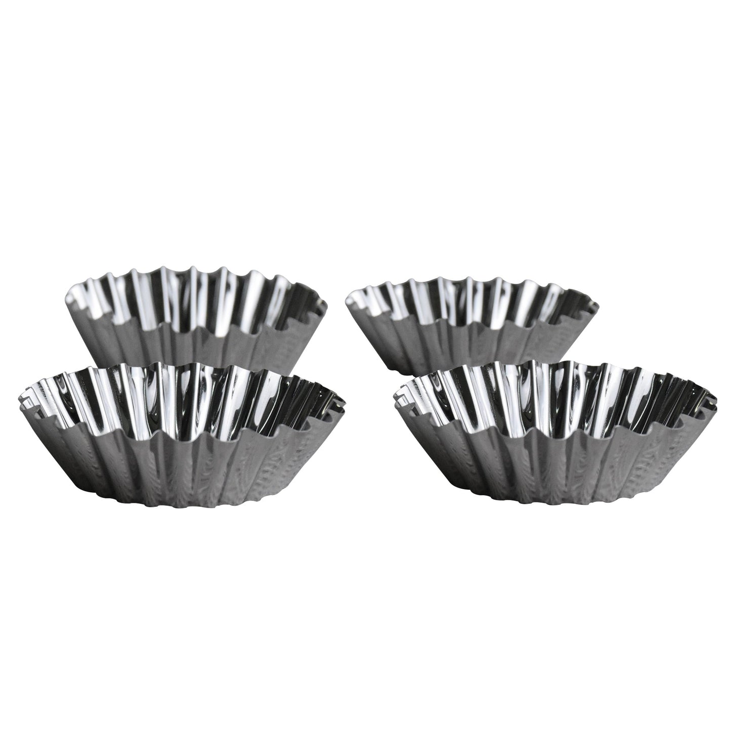 Mini Tart Pan Silver 4 Pcs Set 7.4cm