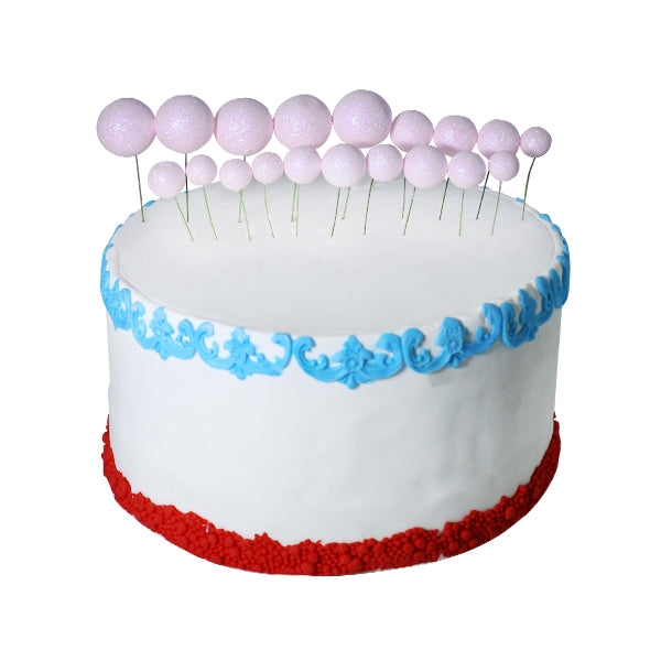 Glitter Baby Pink Ball Cake Topper 20Pcs Set