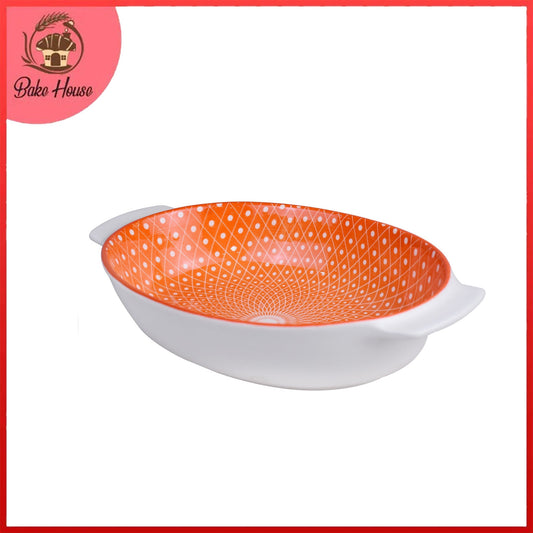Danny Home Porcelain Orange Oval Dish Small