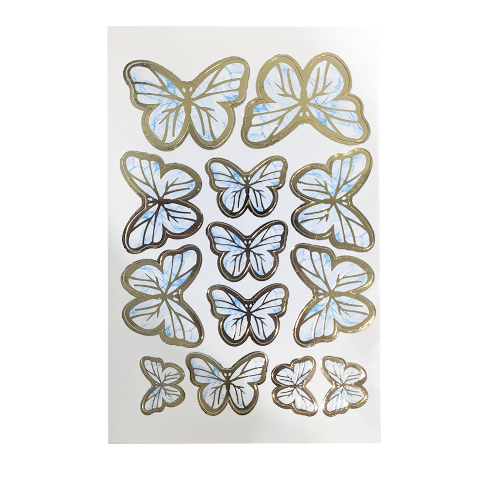Light Blue Color Butterflies Cake Topper 13 Pcs Pack