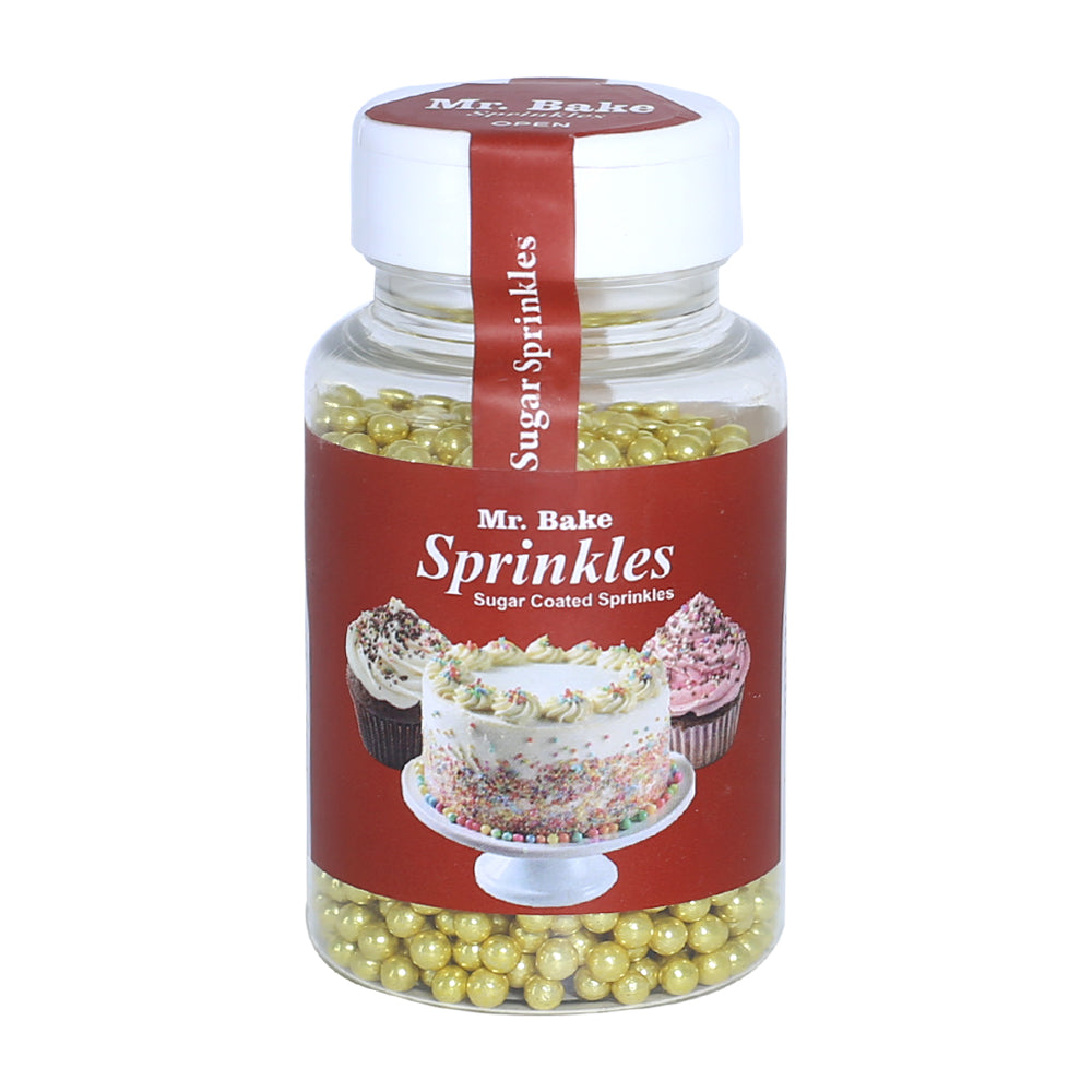 MR Bake Antique Gold Pearls Sprinkles – 90g Jar