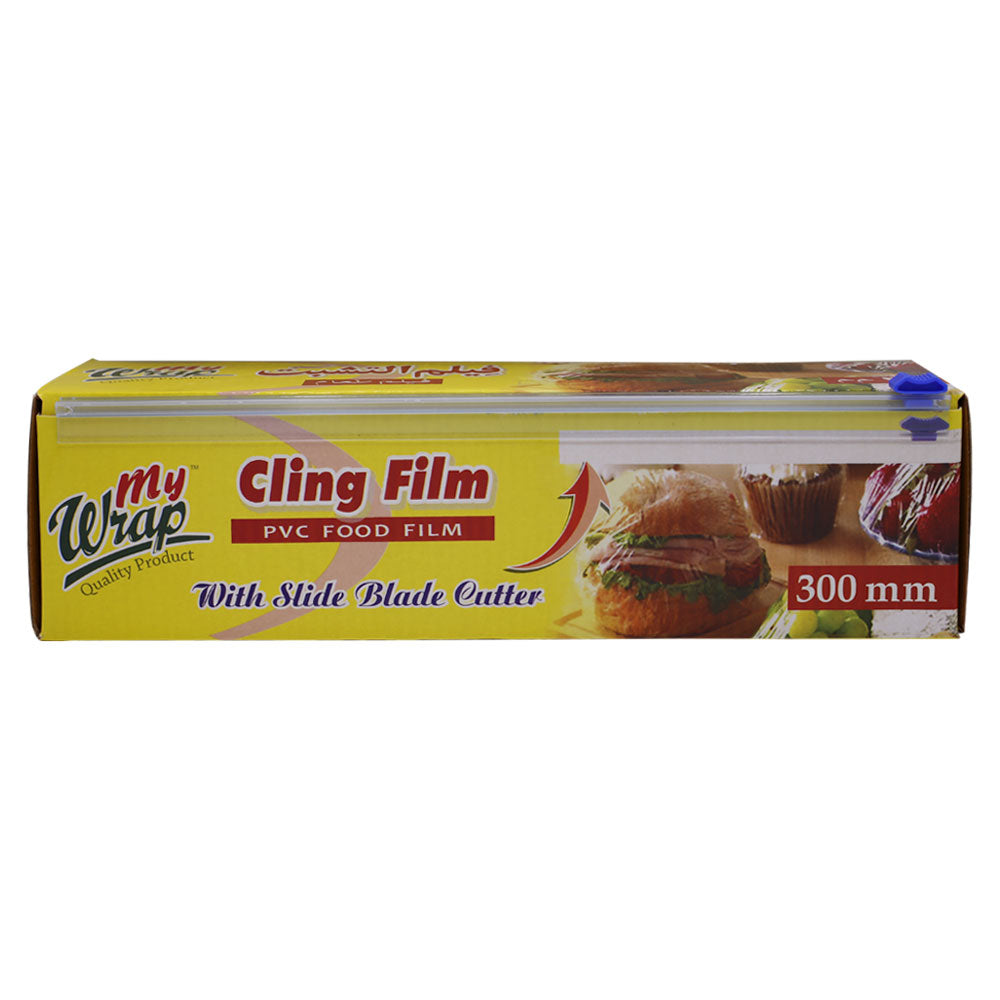 My Wrap Cling Film Plastic Food Wrap Thin Roll With Slide Blade Cutter 12Inch