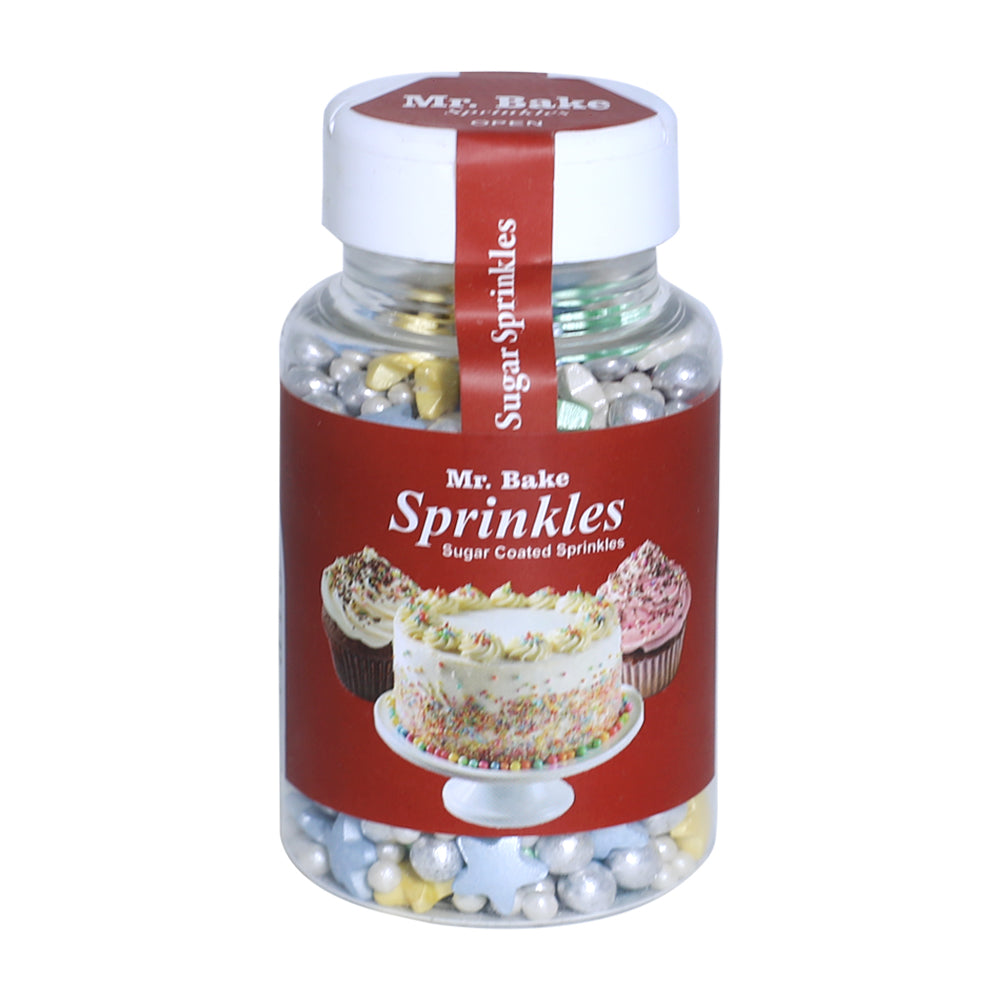 MR Bake Pearls & Stars Sprinkles –  Mix Color (Mix Size) – 90g Jar