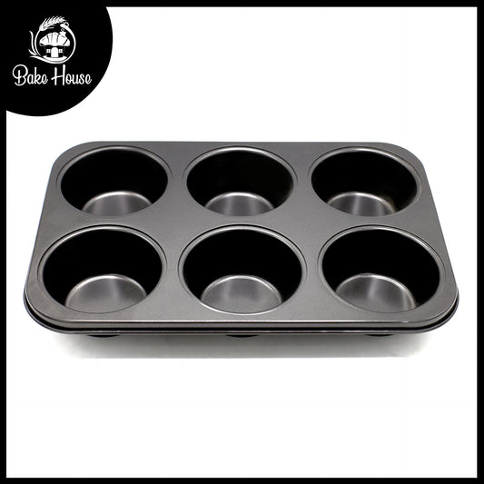 Round Cupcake Baking Tray Non Stick 6 Cavity