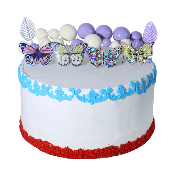 Purple And White Faux Ball Topper With Butterfly And Leaves 21Pcs Set