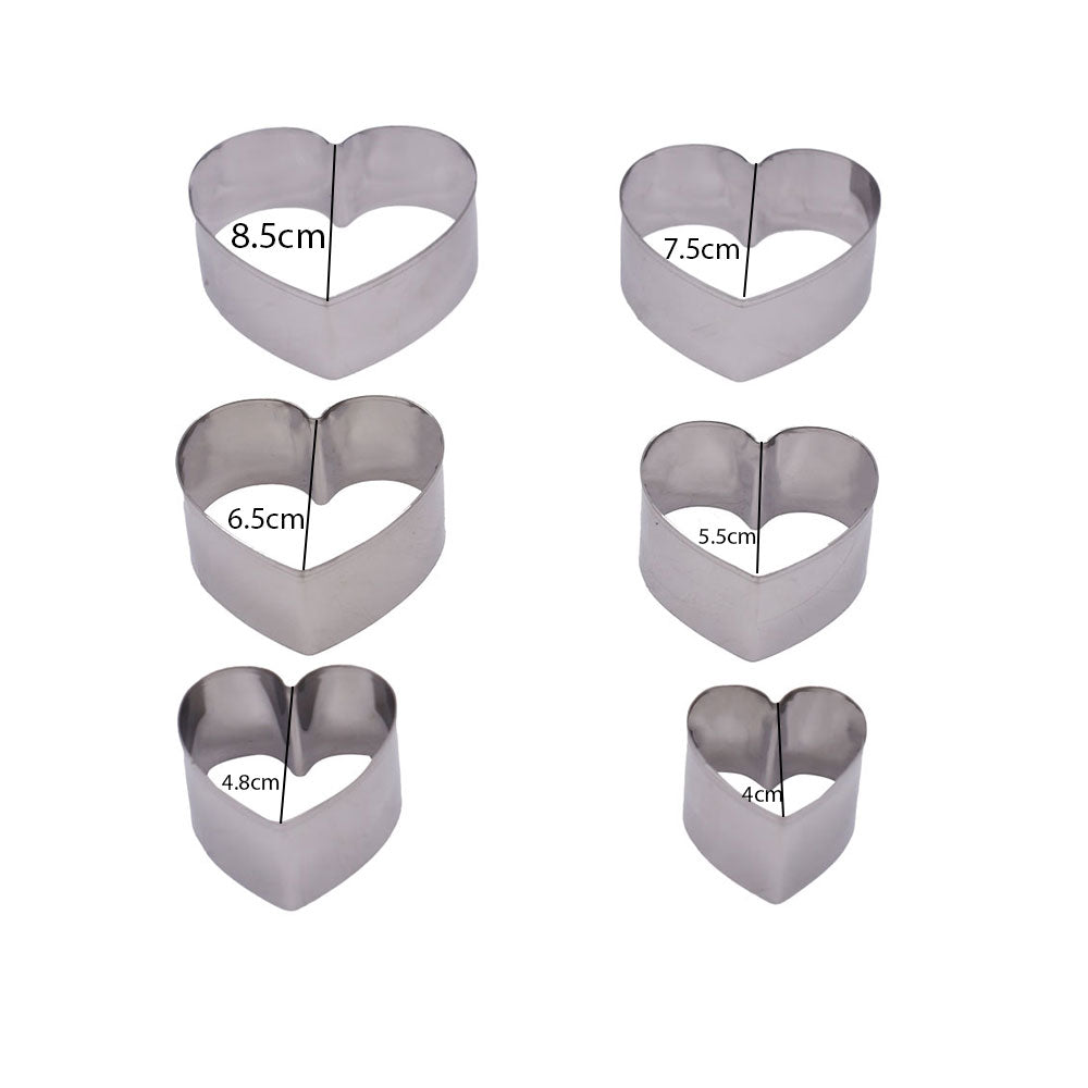 Stainless Steel Heart Cutter 6Pcs Set