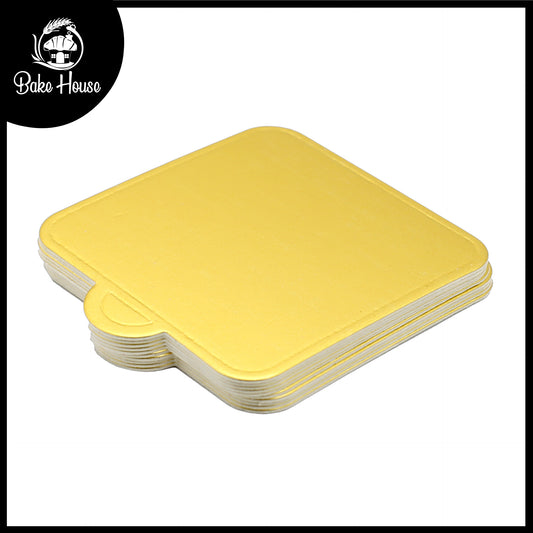 Square Shape Pastry Placer Board Golden 10Pcs Pack (Design 2)