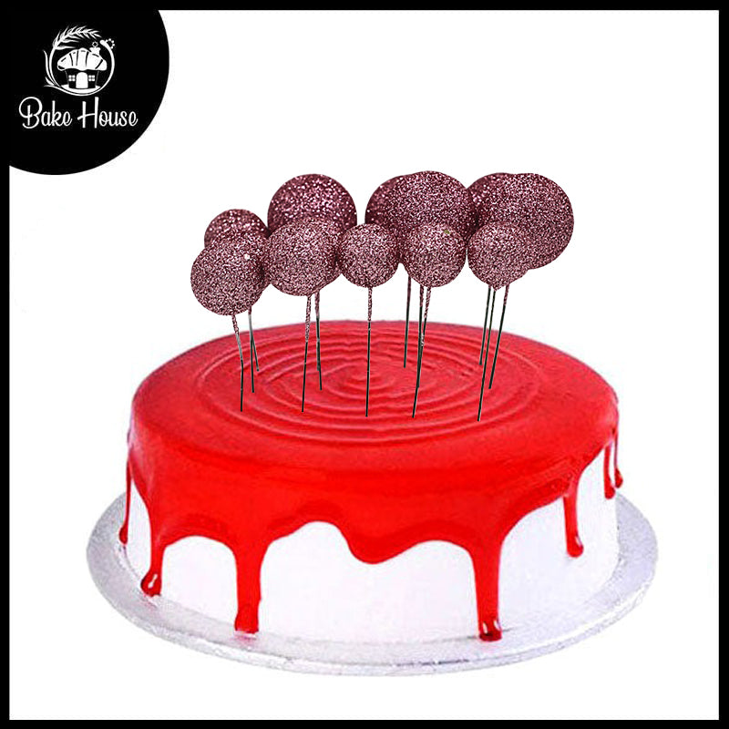 Glitter Pink Ball Cake Topper 20Pcs Set