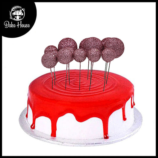 Glitter Pink Ball Cake Topper 20Pcs Set