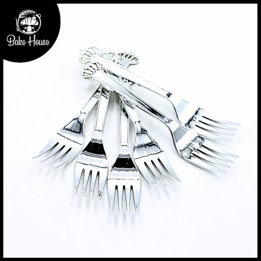 Party Goods Crown Fork 6Pcs Set Silver