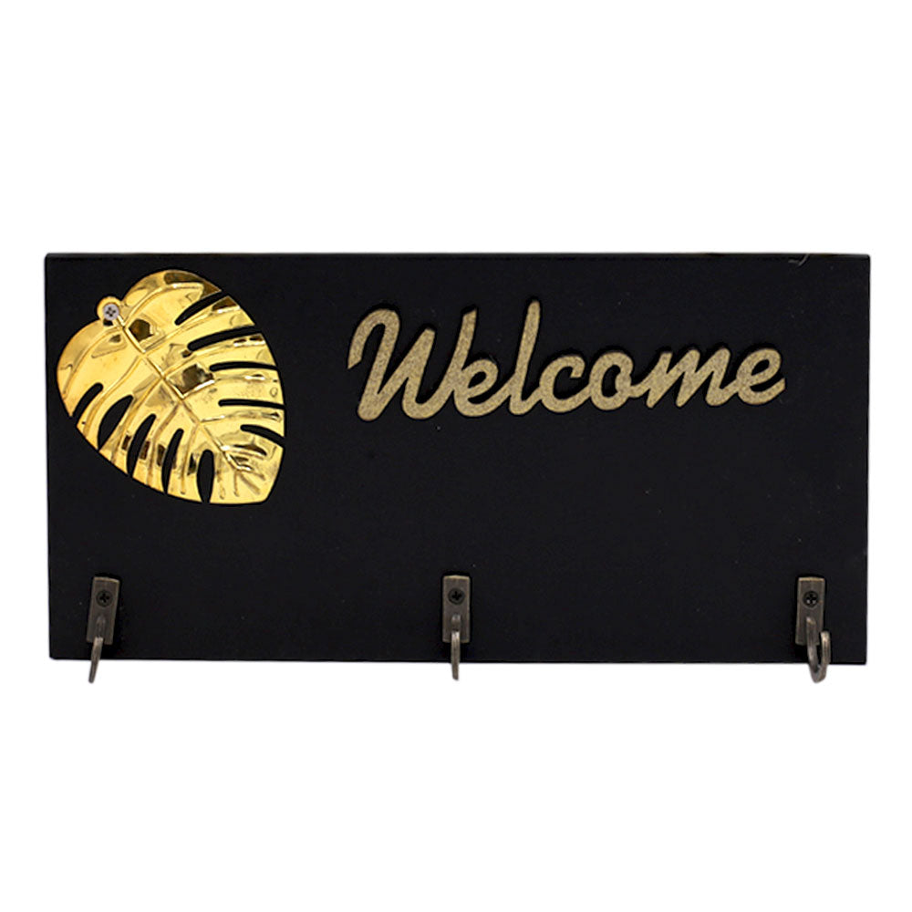 WELCOME Wall Hanging Key Holder 3 Hooks