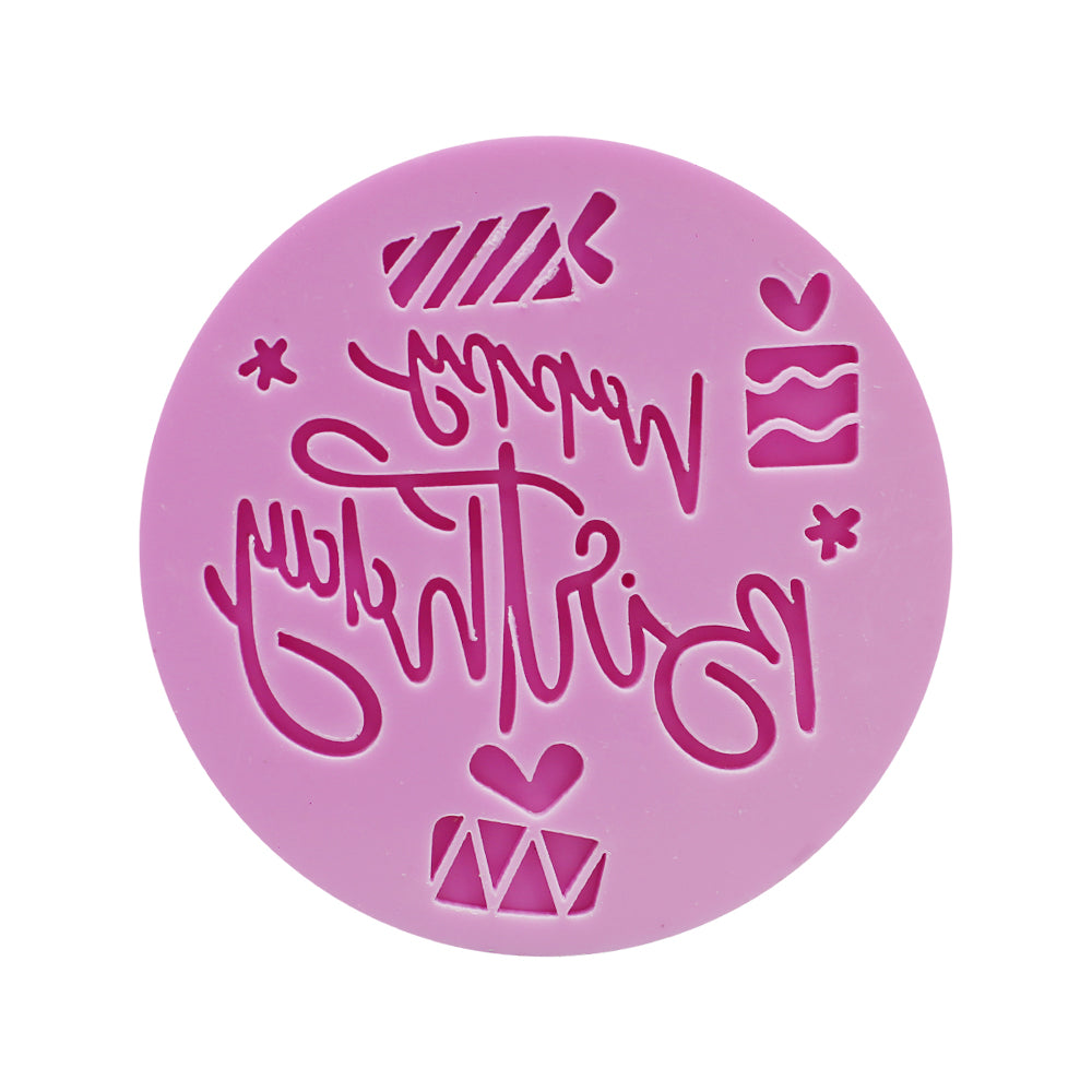 Happy Birthday Pink Fondant Stamp Plastic (Design 12)