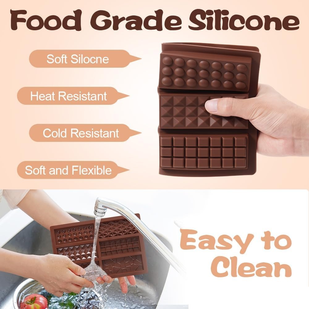 6 Design Rectangle Chocolate Bar Mold Silicone 6 Cavity
