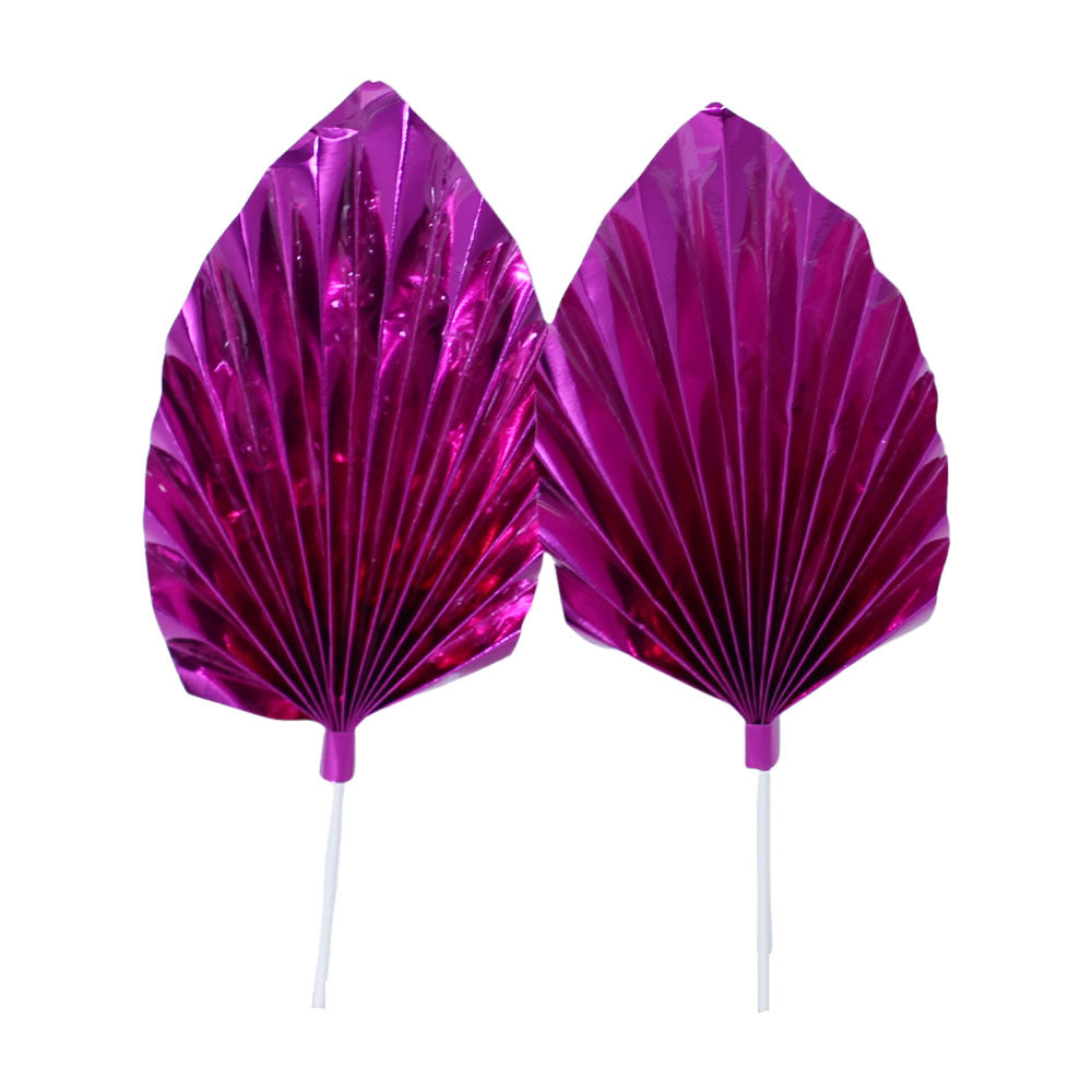Palm Leave Shiny Pink Cake Topper 2Pcs Set