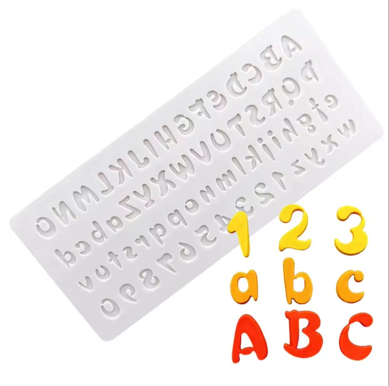 Uppercase And Lowercase Alphabet With Numbers Fondant Mold