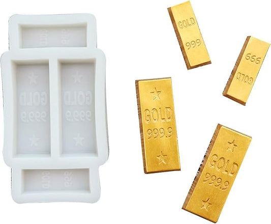 Gold Bar Silicone Fondant Mold 4 Cavity