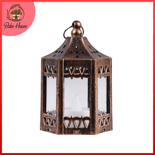 LED Candle Hexagon Hut Small Lantern Hanging and Centerpiece Decor