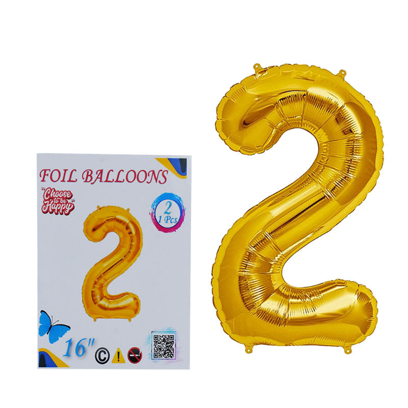 16 Inch Golden Number 2 Foil Balloon for Party Decoration