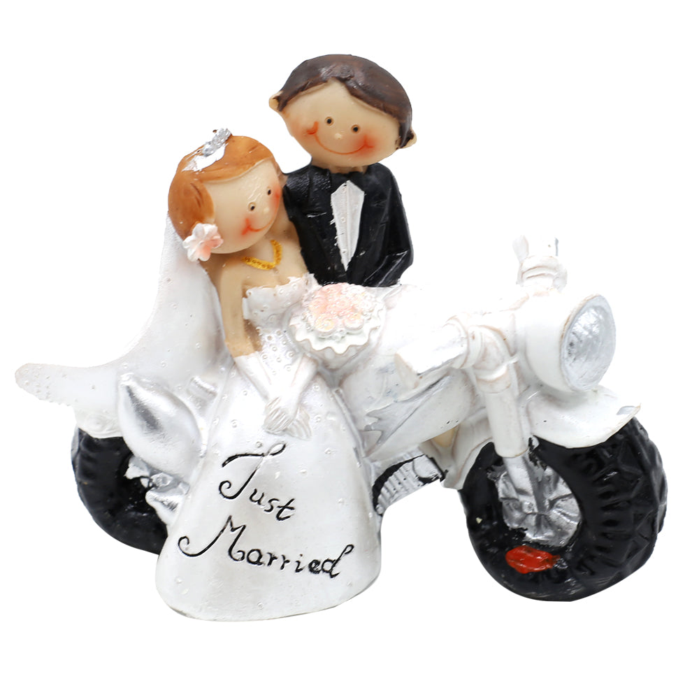 Just Married Bride And Groom On Bike Cake Topper