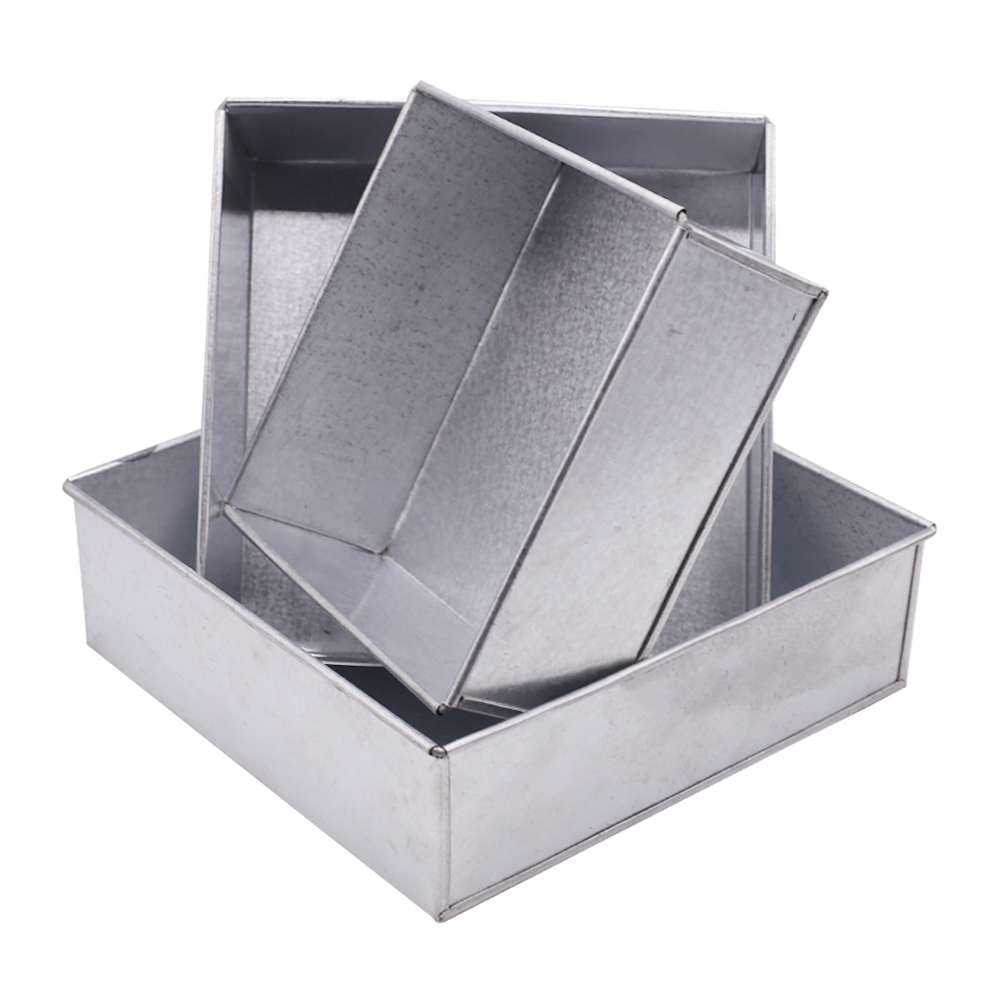 Square Cake Baking Mold Galvanized Steel Set Of 3Pcs