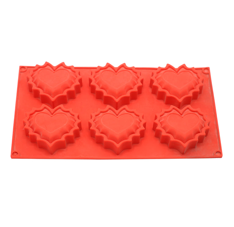 Fluted Heart Shape Silicone Mold 6 Cavity.