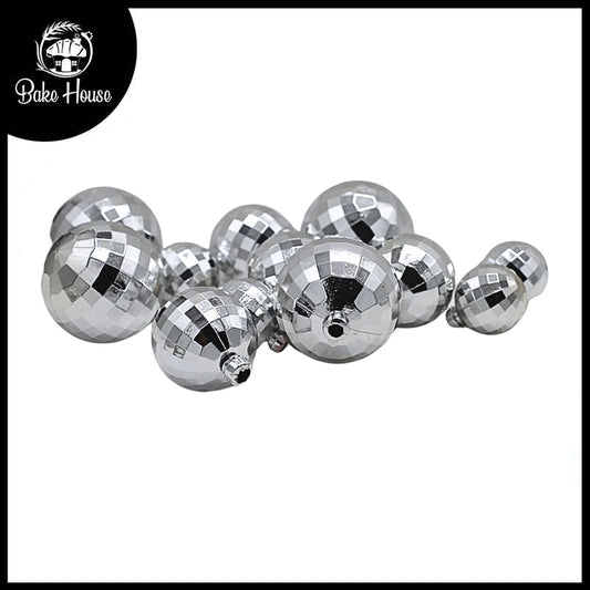 Artificial Vintage Silver Ball Cake Topper 12Pcs Set