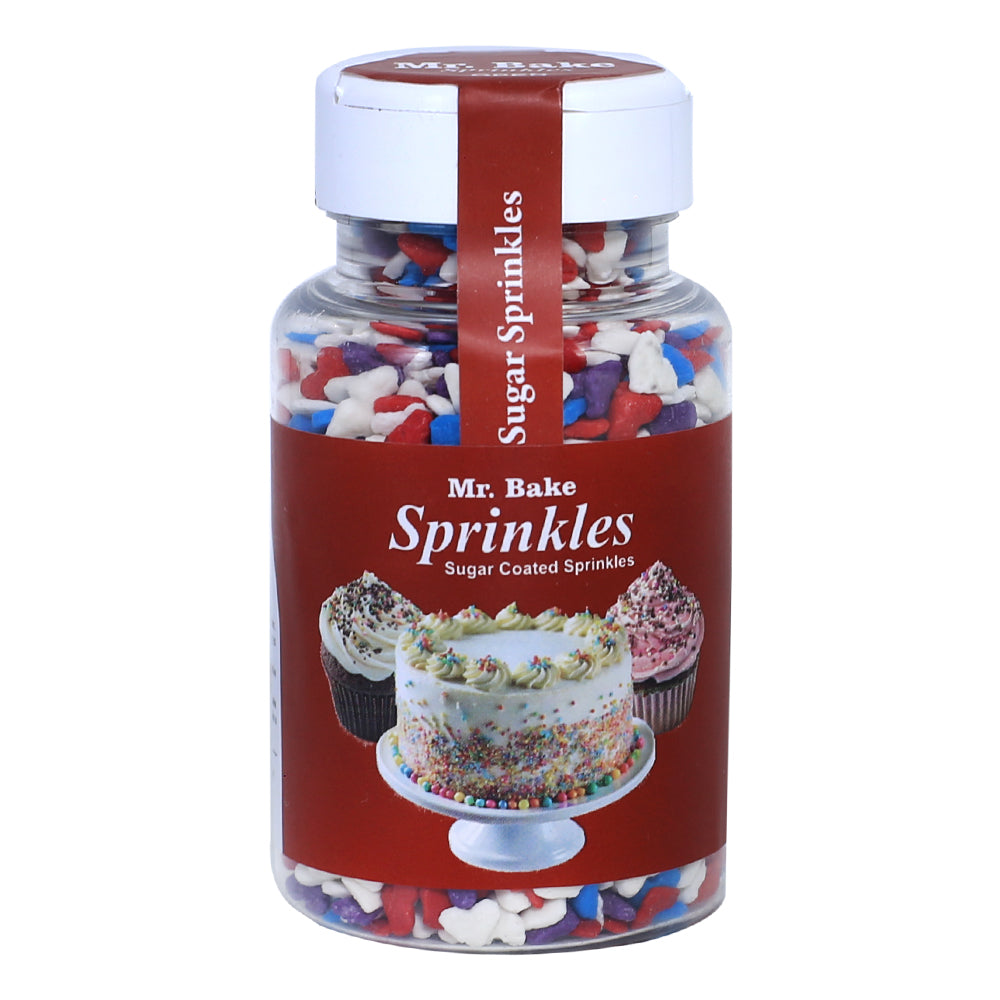 MR Bake Confetti Heart Mix Sprinkles (Purple,Blue,Red,White) – 90g Jar
