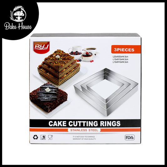 Square Cake Cutting Ring Stainless Steel 3Pcs Set