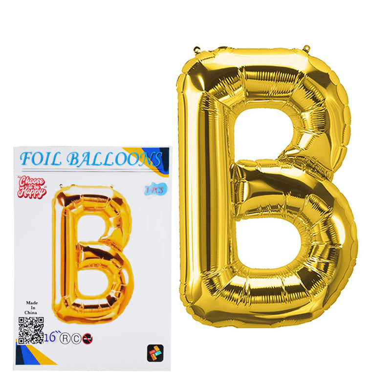 16 Inch Golden Alphabet B Letter Foil Balloon for Party Decoration