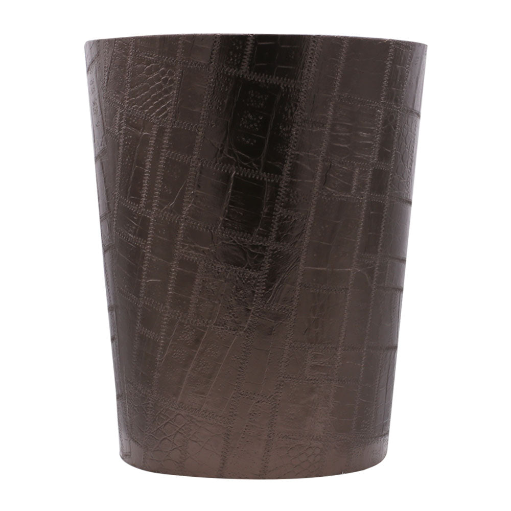 Round Leather Texture Waste Bin