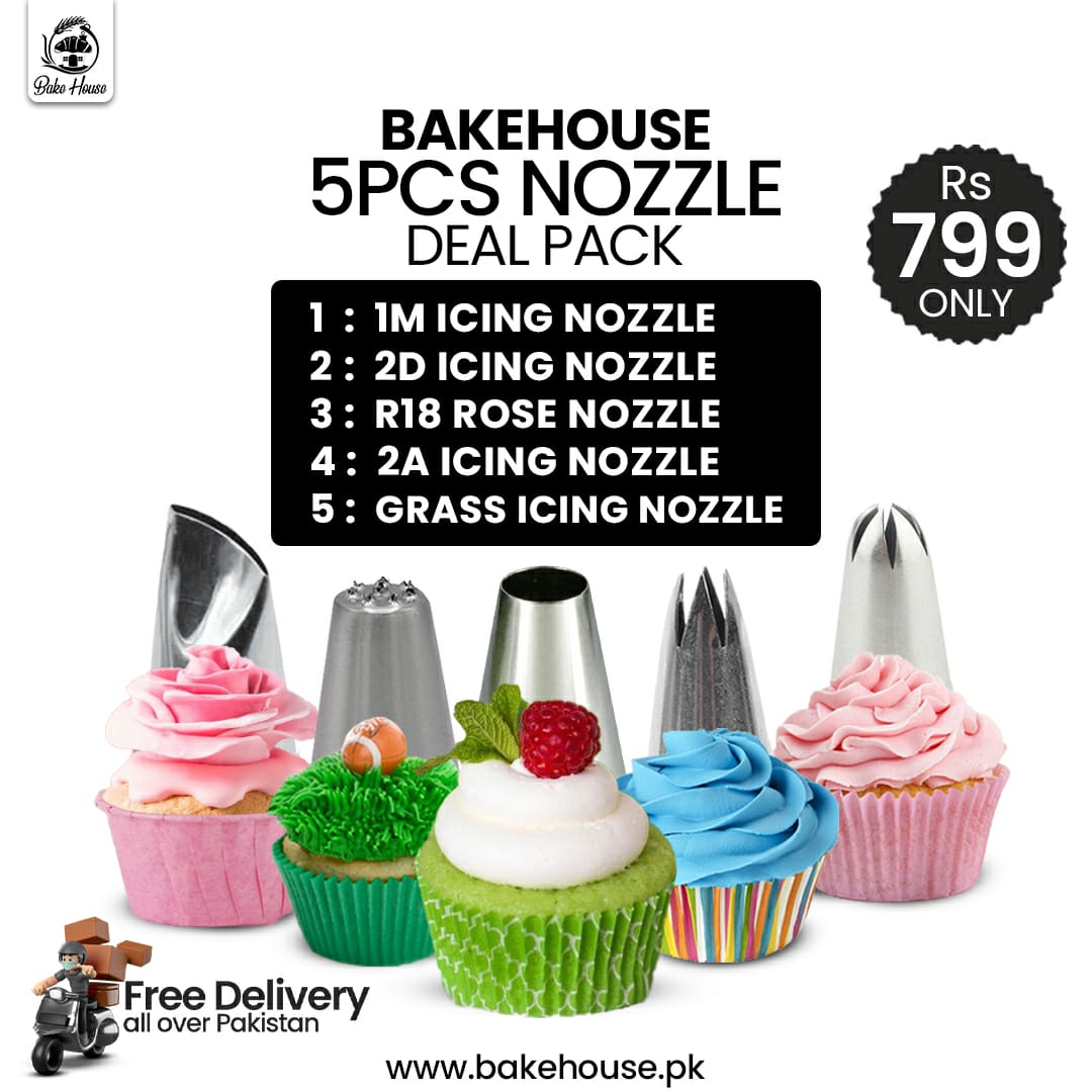 5Pcs Large Icing Nozzle Deal Pack Free Delivery All Over Pakistan (Deal #14)