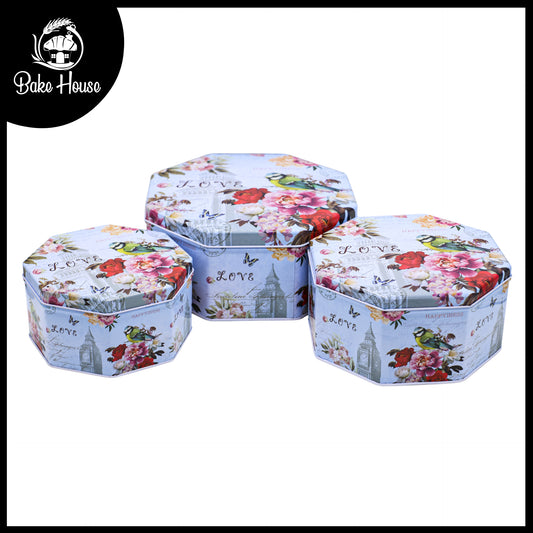 Love And Bird Theme Octagon Shape Gift Box 3Pcs Set