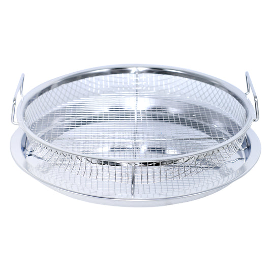 Home Oven Air Fryer Round 2Pcs Set (Silver)