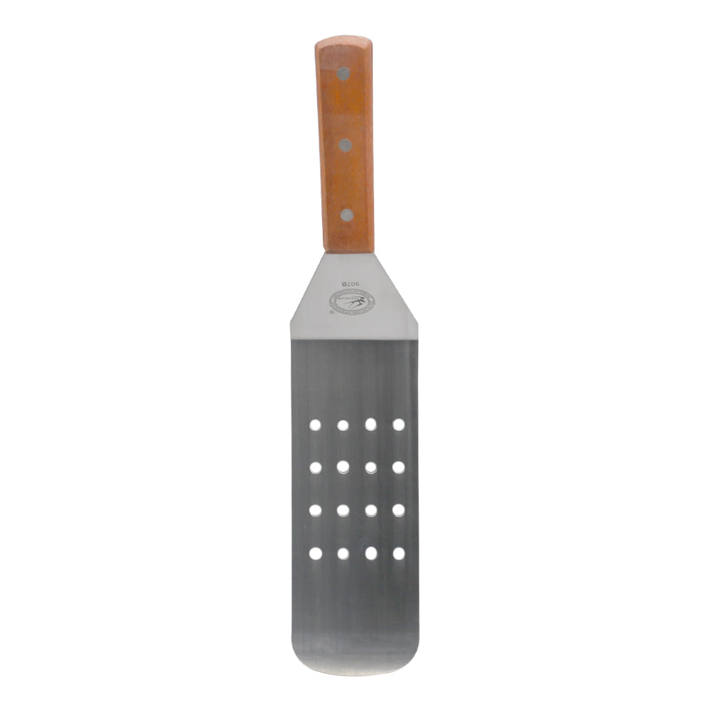 Perforated Griddle Spatula Stainless Steel, Wooden Handle Large