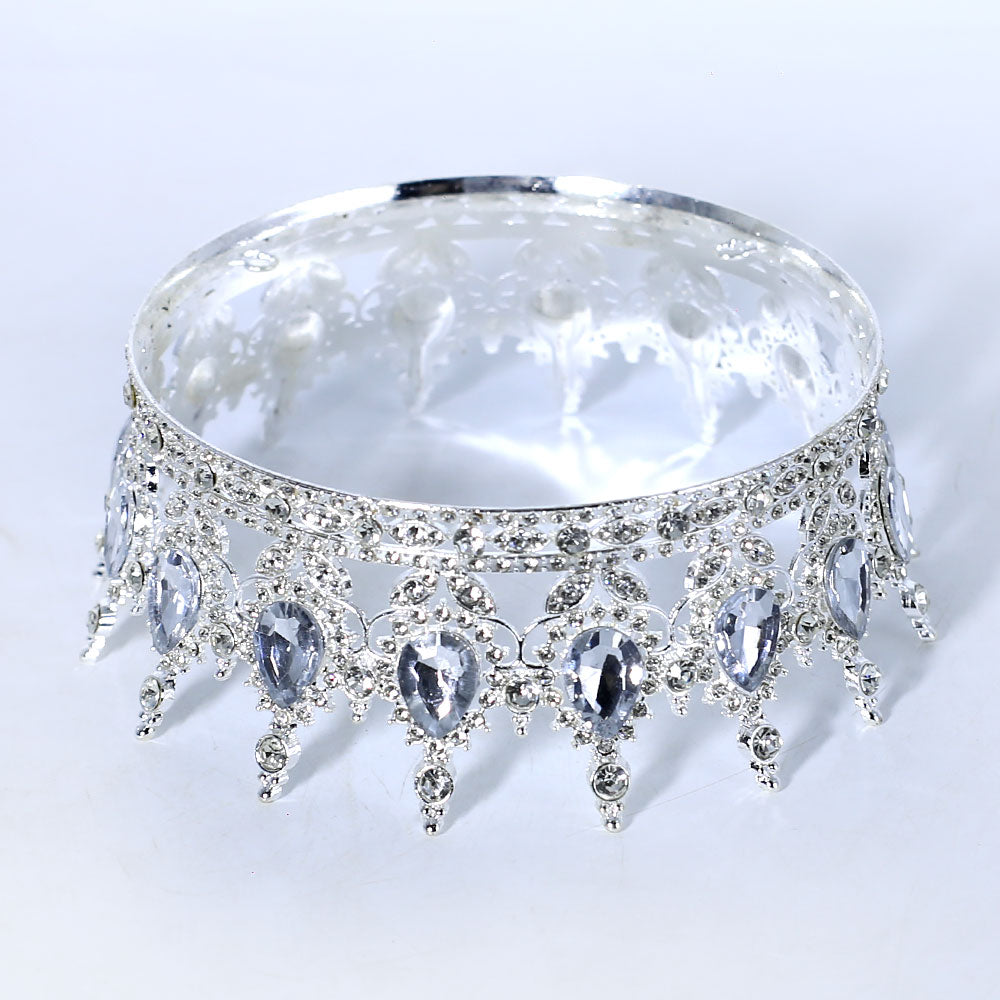 Tiara Crown Decorated With Rhinestones Cake Topper Silver