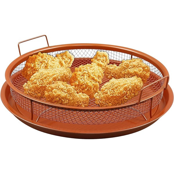 Home Oven Air Fryer Round 2Pcs Set (Copper)