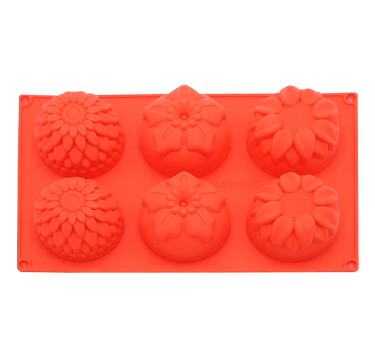 3 Design Flower Shape Silicone Mold 6 Cavity